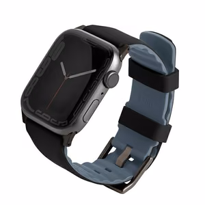UNIQ dirželis Linus Apple Watch Series 1/2/3/4/5/6/7/8/9/SE/SE2/Ultra/Ultra 2 42/44/45/49mm. Airosoft Silikoninis juodas/juodas