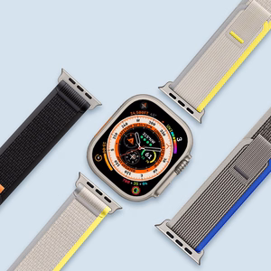 Sportinė Velcro juosta Apple Watch Ultra / 9 / 8 / 7 / 6 / SE / 5 / 4 / 3 / 2 / 1 (42, 44, 45, 49 mm) Dux Ducis juosta YJ versija - mėlyna-pilka