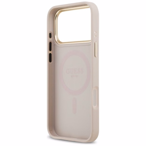 Guess Peony Hot Stamp Magnetinis dėklas telefonui iPhone 17 Pro Max - rožinė