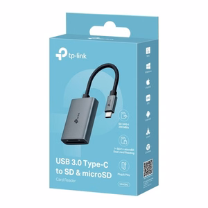 TP-Link UA430C kortelių skaitytuvas USB 3.2 Gen 1 (3.1 Gen 1) Type-C pilkas