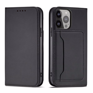 Magnetinė kortelių dėklas Samsung Galaxy S23 atverčiamas dangtelis piniginė stovas juodas