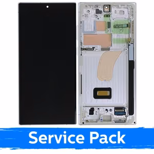 LCD дисплей для Samsung S918 S23 Ultra с рамкой / кремовый / (Service Pack)