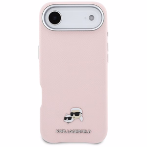 Karl Lagerfeld Karl & Choupette Head Pins Saffiano MagSafe iPhone Air Dėklas - rožinis