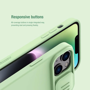 Nillkin CamShield Silky силиконовый чехол для iPhone 15 Plus тёмно-синий