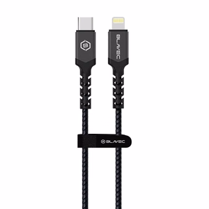 Blavec kabelis Raptor pintas - Type C į Lightning - PD 20W 2,4A 3 metrai Apple CarPlay (CRA-CL24BG30) juodas ir pilkas