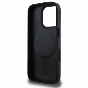 DKNY Paprastas sidabrinis logotipas magnetinis iPhone 16 Pro dėklas - juodas