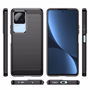 Чехол Carbon для Xiaomi Poco F4 5G гибкий силиконовый карбоновый чёрный