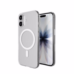 Puro Lite Mag TPU+PC dėklas suderinamas su MagSafe iPhone 17 - skaidrus su baltu žiedu