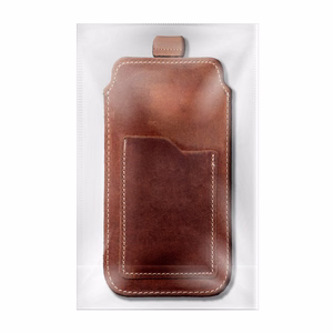 Slip-in phone case leather sleeve with pull-up Royal for iPhone 6 / 7 / 8 Crazy Horse size L brown