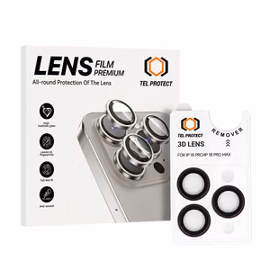 Tel Protect 3D Lens vyno raudonos spalvos grūdinti apsauginiai stiklai Apple iPhone 18 Pro / 18 Pro Max kameros lęšiams (3 vnt.)