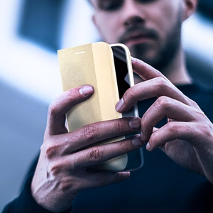 SENSITIVE knygos tipo dėklas telefonui SAMSUNG A55 5G auksinis