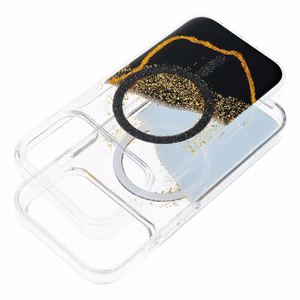 Чехол iPhone 17 Pro / 18 Pro (низкий край камеры) Golden совместимый с MagSafe черный