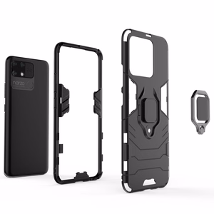 Ring Armor tvirtas hibridinis dėklas su magnetiniu laikikliu Realme Narzo 50A Juodas