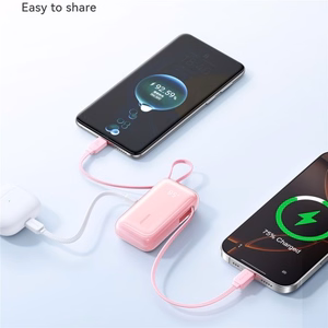 "Joyroom JR-PR2L" 10000 mAh 35 W maitinimo bankas su integruotu ištraukiamuoju USB-C kabeliu ir "Lightning" laidu - mėlynas