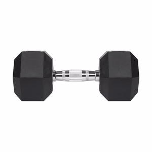 REBEL ACTIVE Rubber-coated cast iron dumbbells 2x15 kg