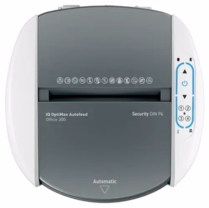 Leitz 80420000 IQ Optimax AutoFeed 300 paper shredder, P4, 300 sheets, 25-litre waste bin