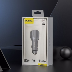 Dudao R4Ultra 120W Power Delivery Quick Charge LED Car Įkroviklis USB-A USB-C - Gray