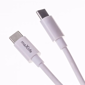 "Maxlife MXTC-06-20AC PD QC įkroviklis 1x USB-C 1x USB 20W baltas + USB-C - USB-C kabelis 20W