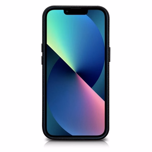 iCarer Litchi Premium odinis dėklas iPhone 14 Plus Magnetinis odinis dėklas su MagSafe Juodas (WMI14220711-BK)