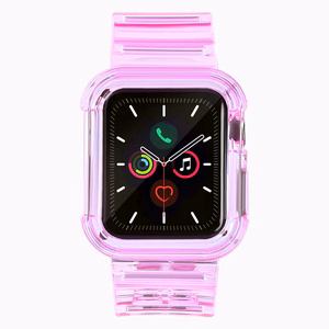 Силиконовый ремешок-браслет с чехлом и подсветкой для Apple Watch 44mm - красный