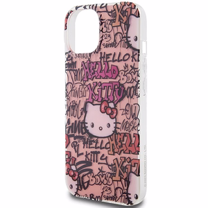 Hello Kitty IML Tags Graffiti dėklas telefonui iPhone 15 - rožinis