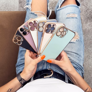 Lighting Color dėklas telefonui Samsung Galaxy A12 5G auksinis rėmelis gelinė apsauga balta