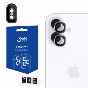 Защита камеры 3mk Lens Protection с розовой рамкой для iPhone 16 / 16 Plus