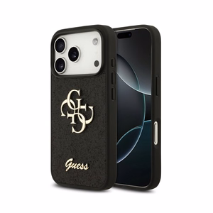 Dėklas Guess PU Fixed Glitter 4G Metal Logo Apple iPhone 18 Pro Max juodas