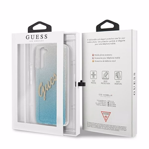 Guess GUHCS21MPCUGLSBL S21+ G996 mėlynas/mėlynas kietas dėklas Blizgus Gradientas Script