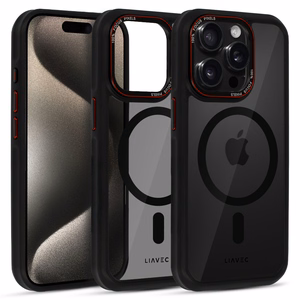 Liavec Hybrid MagSafe dėklas telefonui iPhone 15 Pro Max pilkas