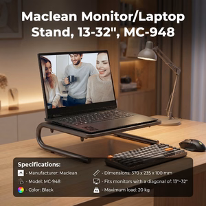 Maclean MC-948 monitoriaus ir nešiojamo kompiuterio stovas ekranams 13-32″