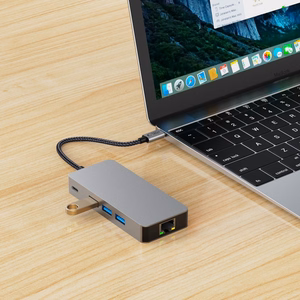 Tech-Protect HB05 HUB 9in1 USB-C + USB2.0 + USB3.0 + HDMI 4K 60Hz + SD / TF + PD100W + RJ45 adapteris - pilkas