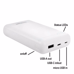 Išorinė baterija INTENSO 20000 mAh, 3.1A, USB Type-C, USB