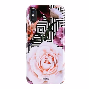 Puro Glam Geo Flowers Pink Peonies dėklas, skirtas iPhone XS Max