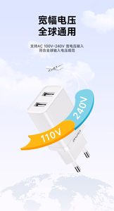 Įkroviklis Awei C15T-EU 10W 2xUSB-A + USB-A to USB-C cable 1.0m baltas