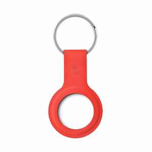 Чехол Crong Silicone для Apple AirTag 1 / 2, с кольцом для ключей, красный