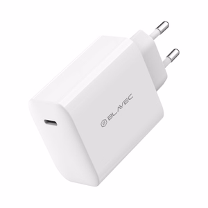 Blavec sieninis įkroviklis BC-8 GaN4 - Type C - PD QC 65W 3A su Type C į Type C laidu (TCBC8G4-CW653A+CC) baltas