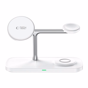 Tech-Protect QI15W-A45 3in1 belaidis įkroviklis su MagSafe Apple įrenginiams - baltas