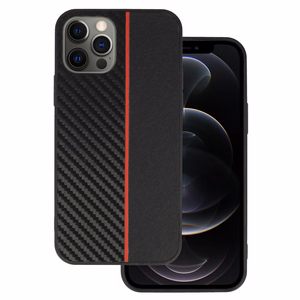 Tel Protect CARBON чехол для Iphone 12 Pro Max чёрный с красной полосой