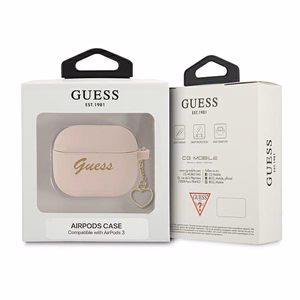 Guess GUA3LSCHSP AirPods 3 cover pink/pink Silicone Charm Heart Collection