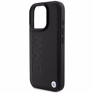 BMW Leather Hot Stamp MagSafe dėklas iPhone 16 Pro - juodas