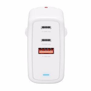 GaN Flex 65W įkroviklis 2 USB-C+1 USB-A baltas