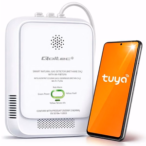 Qoltec 52651 gamtinių dujų nuotėkio daviklis | CH4 detektorius | NG | Tuya | Wi-Fi | 85dB signalizacija | LED