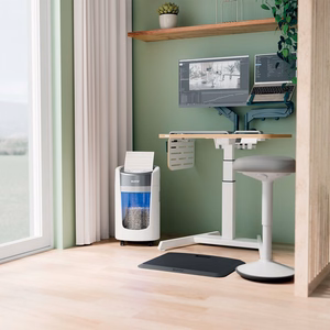 Leitz IQ OptiMax Home Office 225 dokumentų naikiklis Smulkinimas itin mažais gabalėliais 58 dB Pilka, Balta