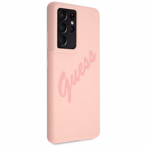 Dėklas telefonui Guess GUHCS21LLSVSPI S21 Ultra G998 rožinis/rožinis kietasis dėklas Script Vintage