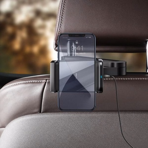 Baseus WXHZ-01 BackSeat Holder Qi 15W belaidžio įkrovimo automobilinis telefono laikiklis galvos atramai - juodas