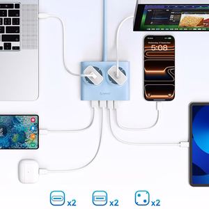 Orico PDC25 25W 6in1 удлинитель 2x AC + 2x USB-A + 2x USB-C - синий