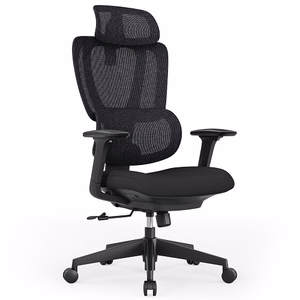 Reguliuojama ergonominė biuro kėdė su galvos ir juosmens atramomis, juoda