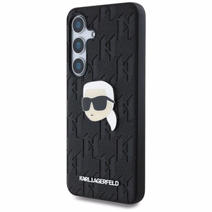 Dėklas telefonui Karl Lagerfeld Leather Monogram Pin Logo Karl Head Samsung Galaxy S25 Plus - juodas