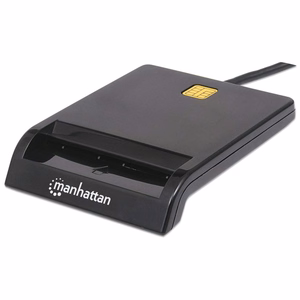 Manhattan USB-A kontaktinis išmaniųjų kortelių skaitytuvas, 12 Mbps, išorinis, juodas, kabelis 105 cm